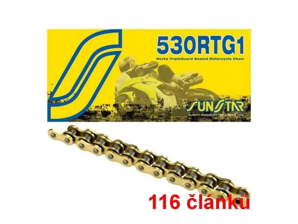 Sunstar řetěz 530RTG1 barva zlatá, 116 článků Autentický