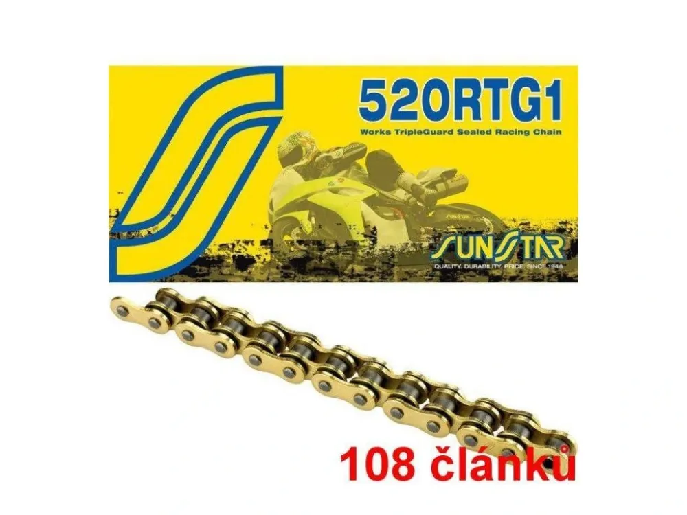 Cenově Výhodný Sunstar řetěz 520RTG1 barva zlatá, 108 článků