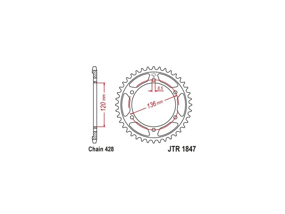 JT JTR1847.56 Zadní kolečko (rozeta), 56 zubů, 428 YAMAHA TDR 125 93-99 Cenová Bomba