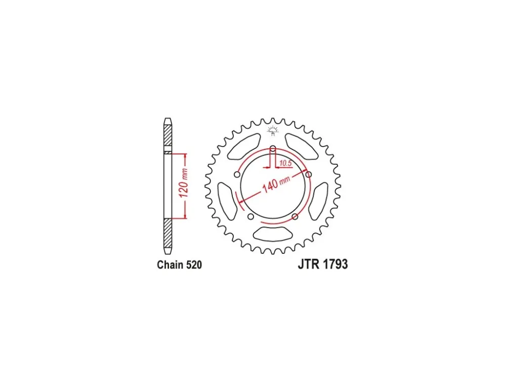 Nejprodávanější JT JTR1793.43 Zadní kolečko (rozeta), 43 zubů, 520 SUZUKI GSX-R 600 01-05, 750 06-10