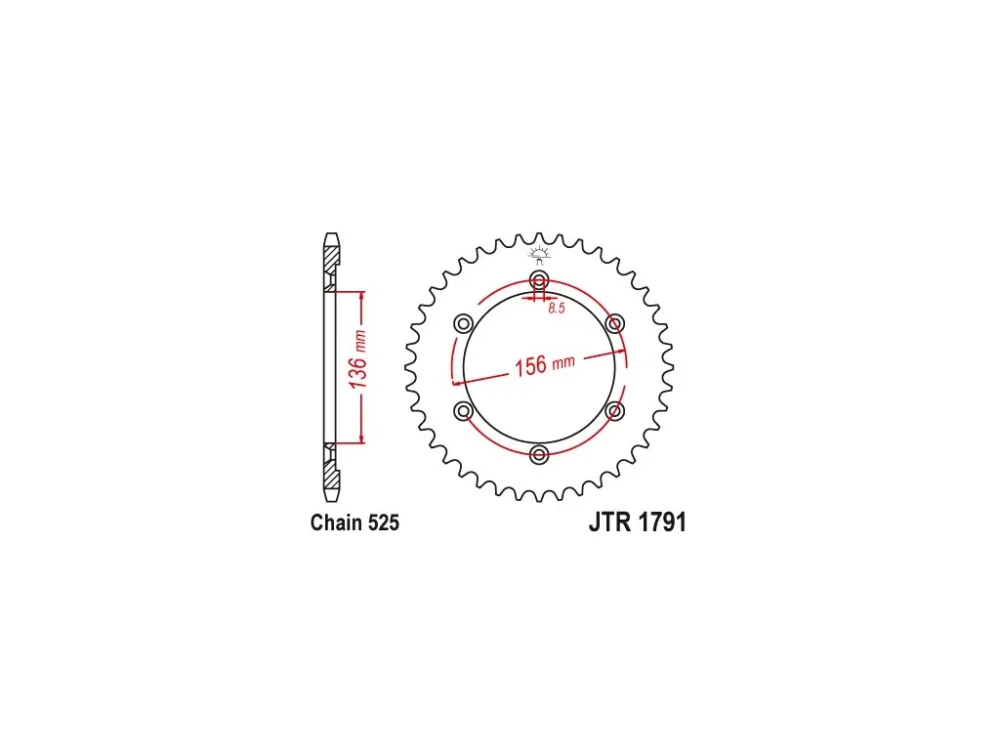 Cenově Výhodný JT JTR1791.41 Zadní kolečko (rozeta), 41 zubů, 525 SUZUKI DR 650 SE 96-12