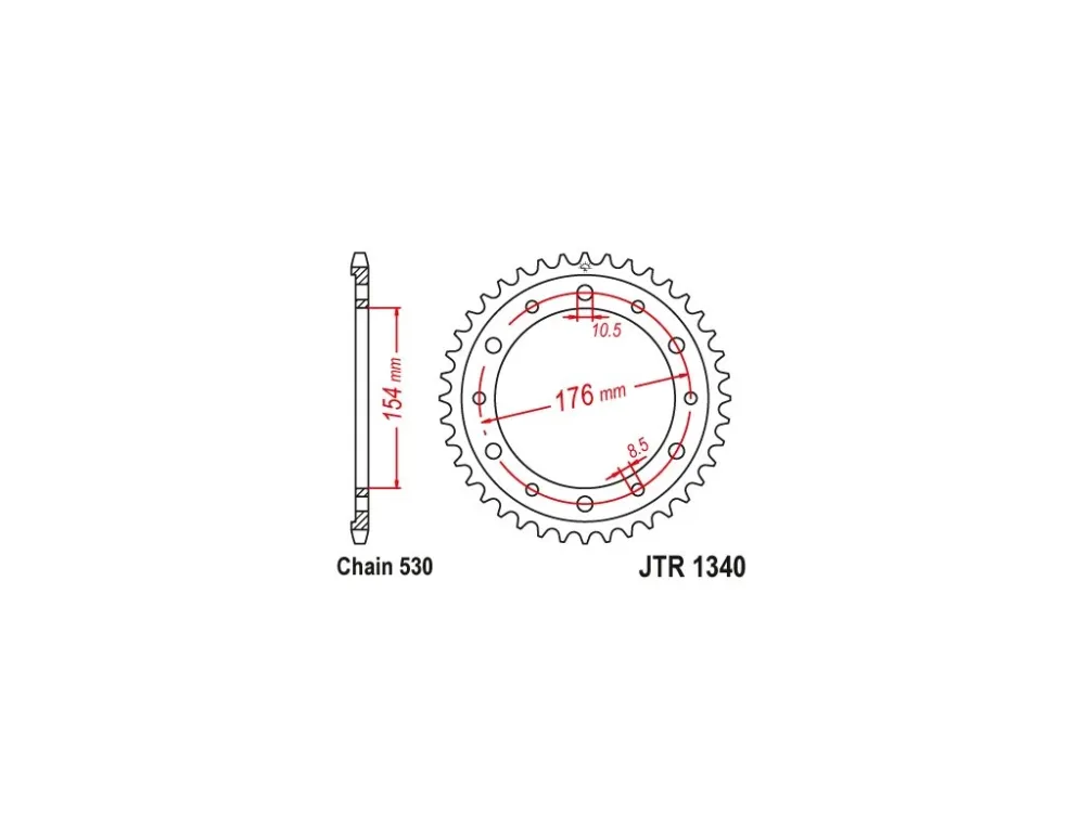 JT JTR1340.45 Zadní kolečko (rozeta), 45 zubů, 530 HONDA CB 1000R 08-15 Jen Po Omezenou Doba