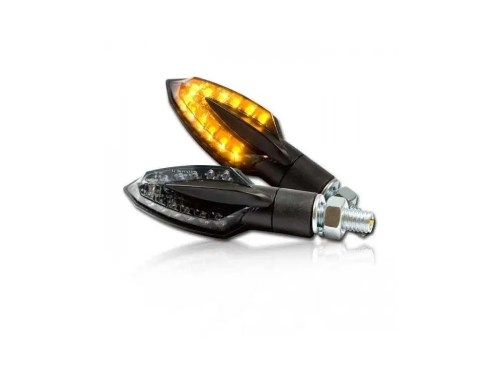 Jen Po Omezenou Doba LED blinkry Sliver na motorku, tónované sklo, černá, M8 , univerzální přední / zadní