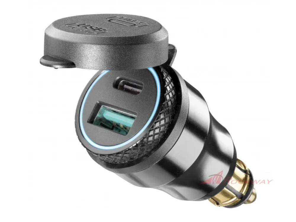 DIN adaptér Interphone s 1 x USB a 1 x USB-C výstupem pro motocykly, černý- 5A Nejlepší Cena
