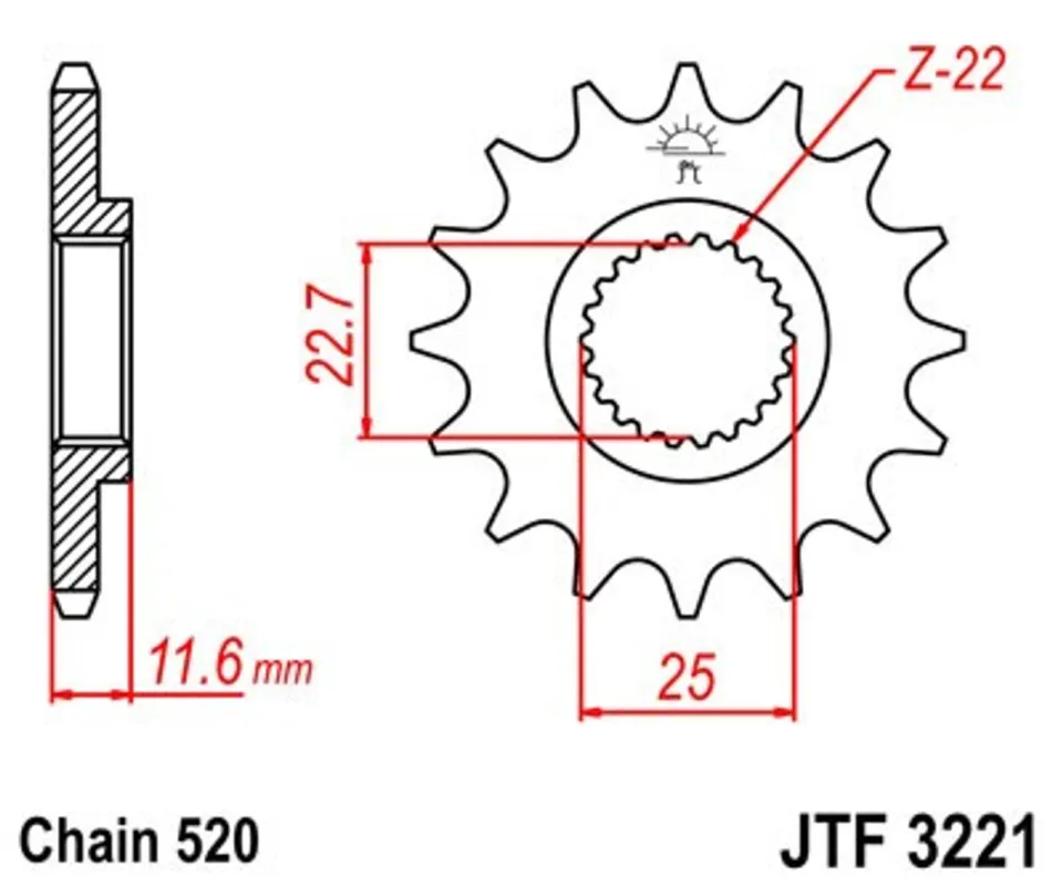 Řetězové kolečko JT JTF 3221-13 13 zubů, 520 Ihned K Objednání