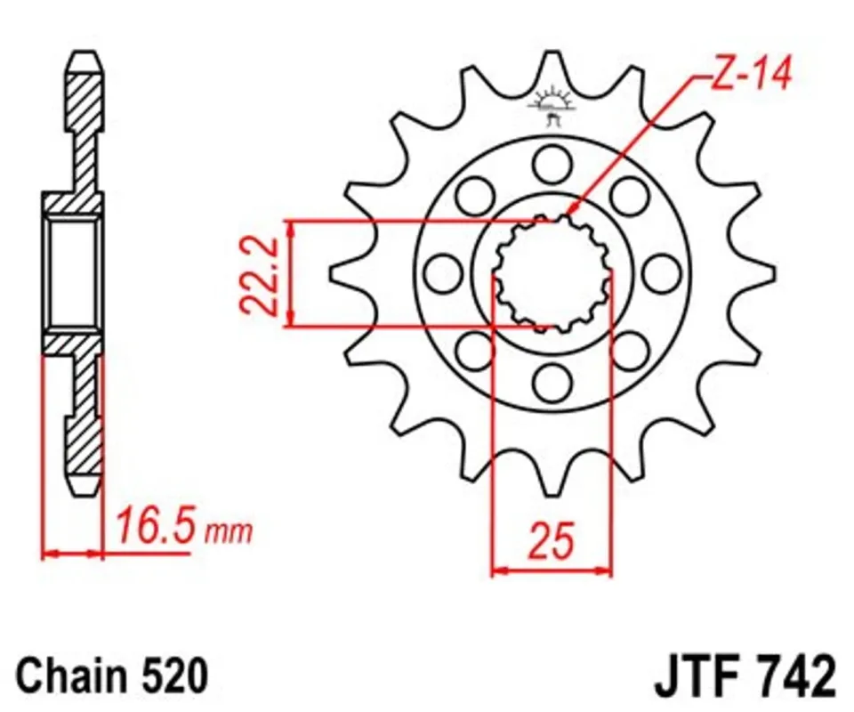 Řetězové kolečko JT JTF 742-15 15 zubů, 520 Nakupujte Hned