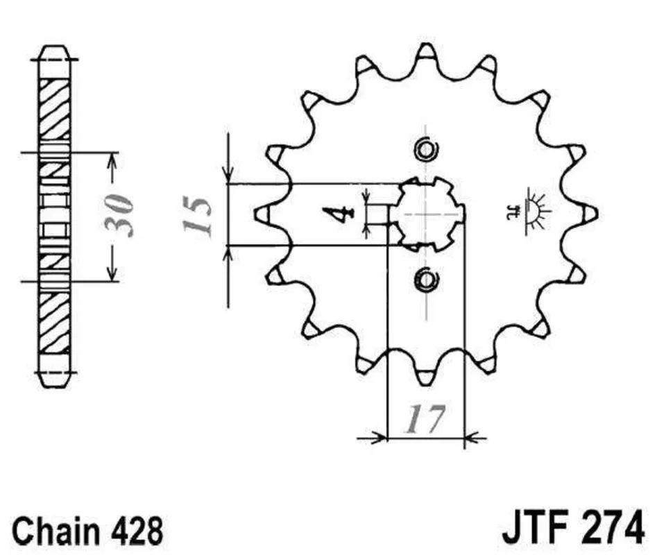 Řetězové kolečko JT JTF 274-15 15 zubů, 428 Must-Have