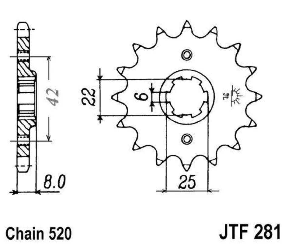 Řetězové kolečko JT JTF 281-14 14 zubů, 520 Nejprodávanější