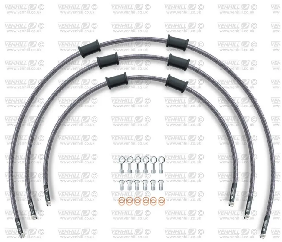 Koupit Online STANDARD Hadice přední brzdy sada Venhill POWERHOSEPLUS KAW-7019F (3 hadice v sadě) Průhledné hadice, chromové koncovky