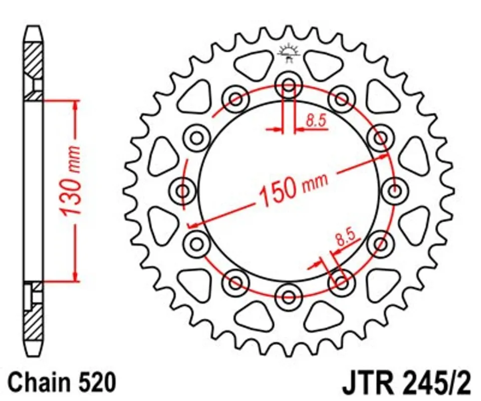 Řetězová rozeta JT JTR 245/2-38 38 zubů, 520 Zlevněný