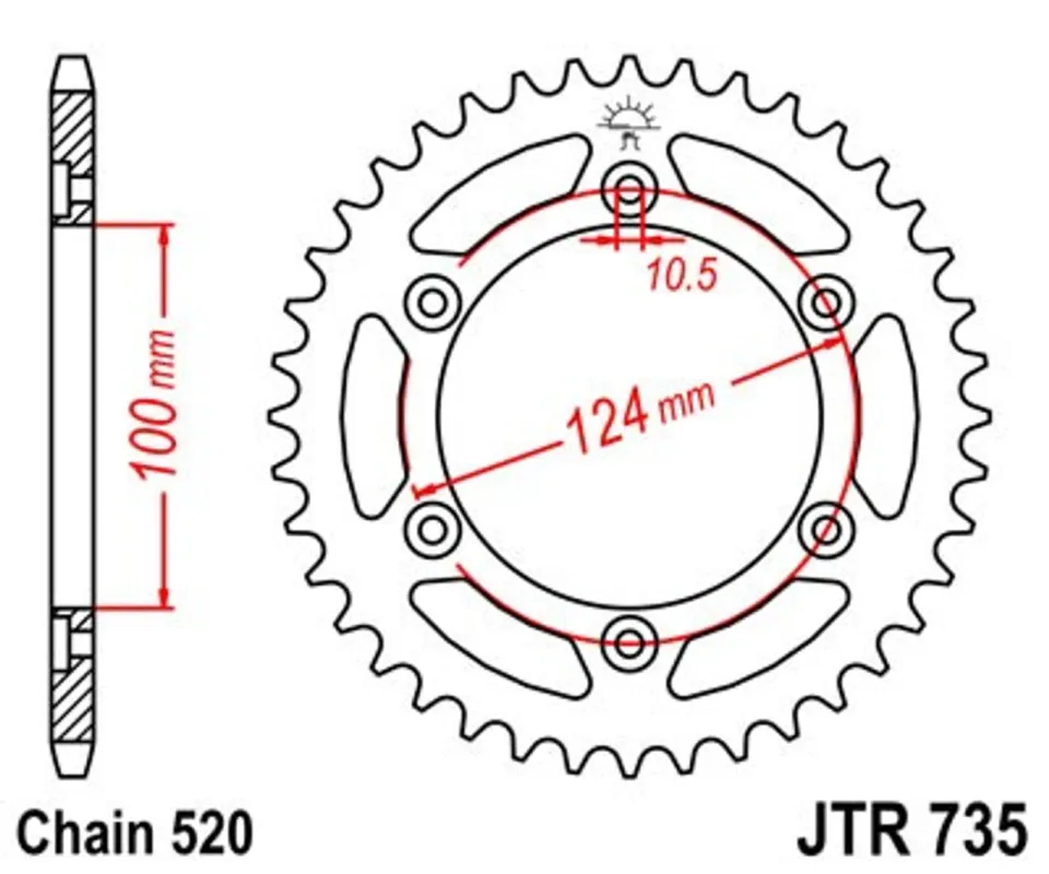Cenově Výhodný Řetězová rozeta JT JTR 735-38 38 zubů, 520