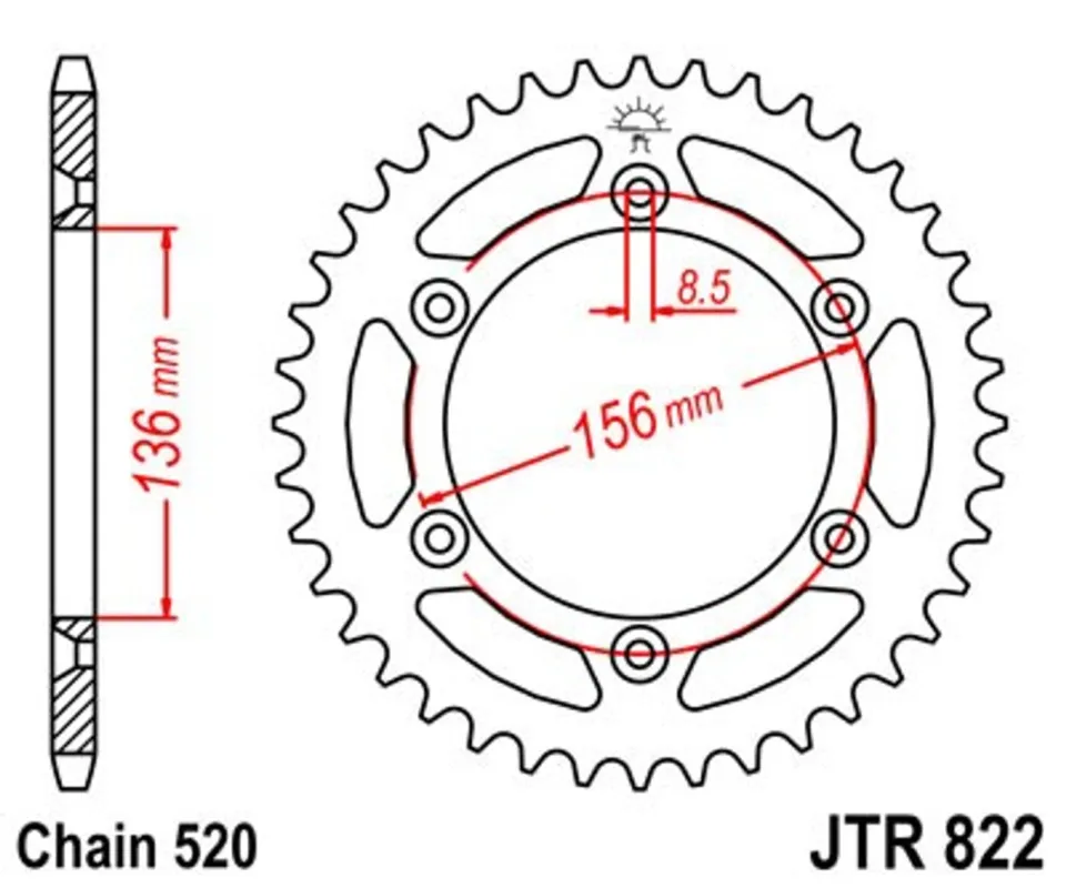 Nejlepší Volba Řetězová rozeta JT JTR 822-48 48 zubů, 520