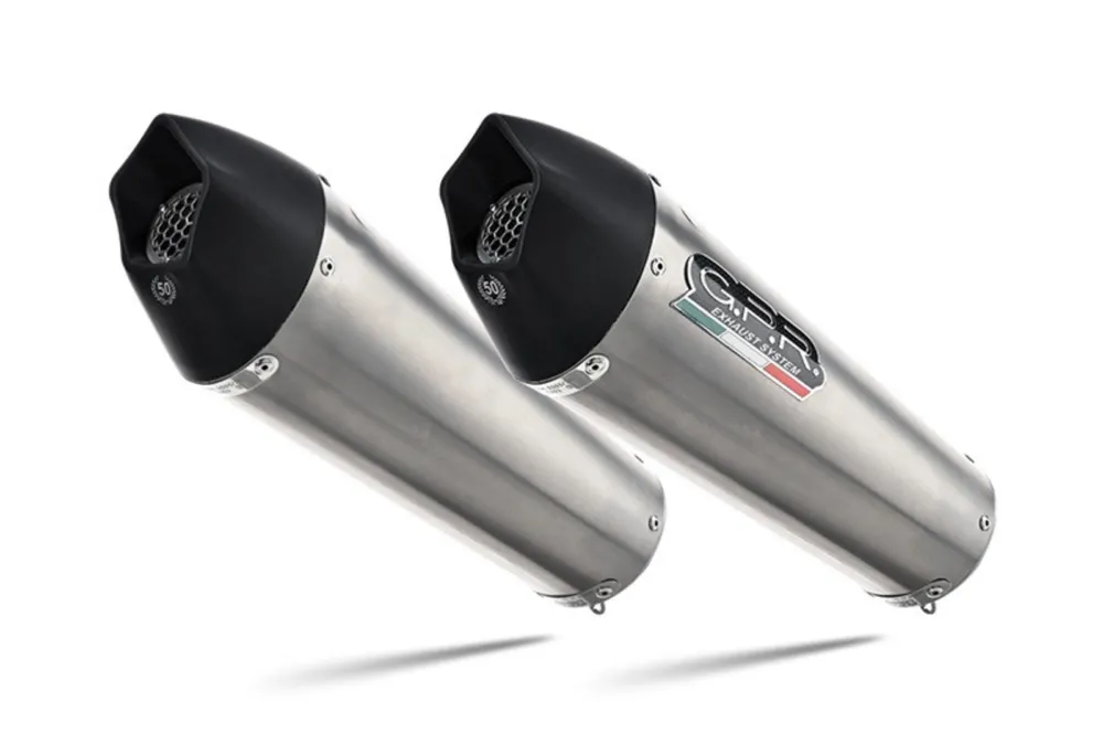 Dvojitá koncovka výfuku Slip-on GPR NEW GRAND PRIX EVO TITANIUM K.136.GPAN.TO Broušený titan zahrnuje odnímatelné dB killery a spojovací svody Zlevněný