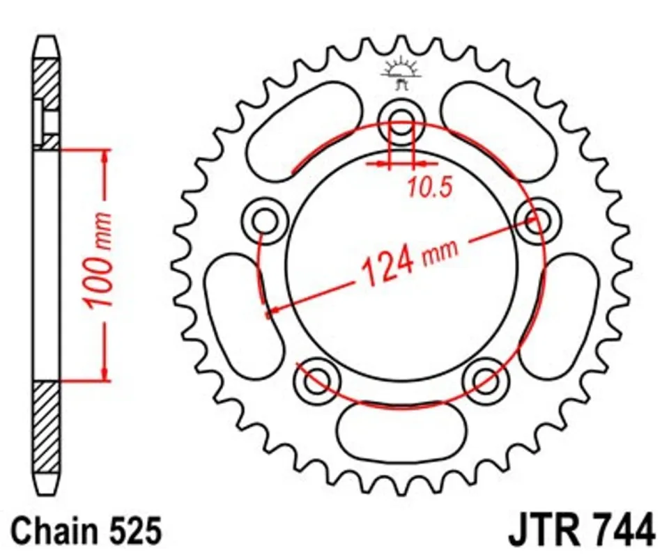 Řetězová rozeta JT JTR 744-39 39 zubů, 525 Finální Výprodej