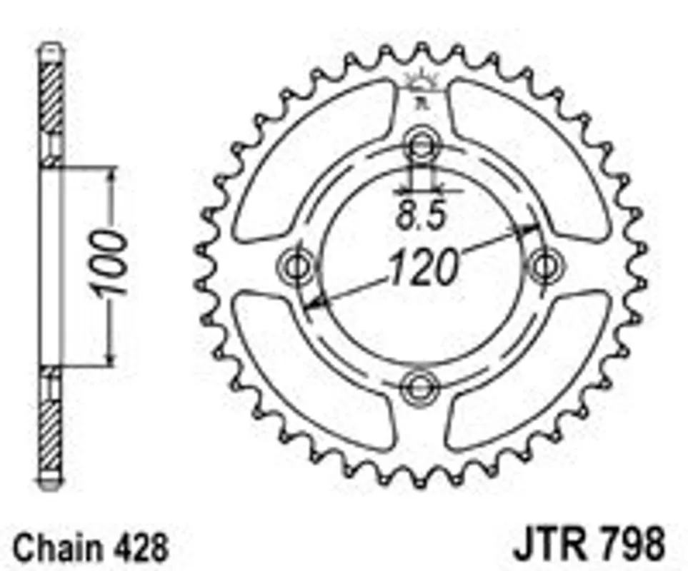Řetězová rozeta JT JTR 798-49 49 zubů, 428 Výhodná Nabídka