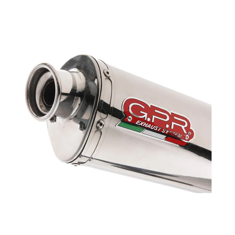Sleva Koncovka výfuku Slip-on GPR TRIOVAL CAT.96.TRI Leštěná nerezová ocel zahrnuje spojovací svod, odnímatelný dB killer a katalyzátor
