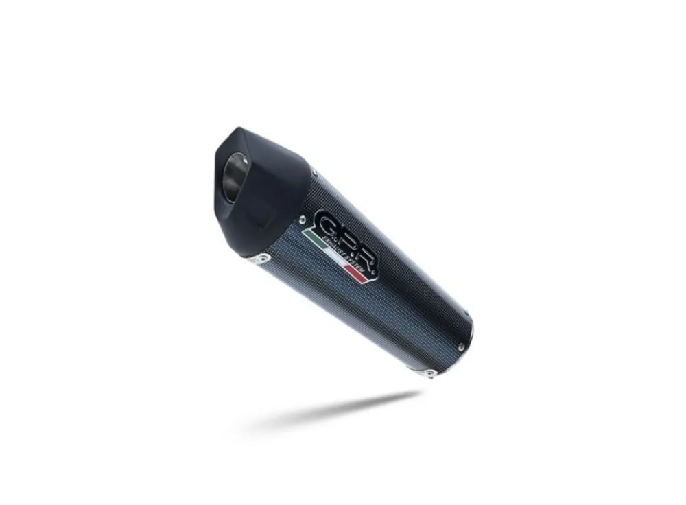 Koncovka výfuku Slip-on GPR NEW GRAND PRIX EVO POPPY D.113.GPAN.PO Karbonový vzhled zahrnuje spojovací svod, odnímatelný dB killer a katalyzátor Akční Nabídka