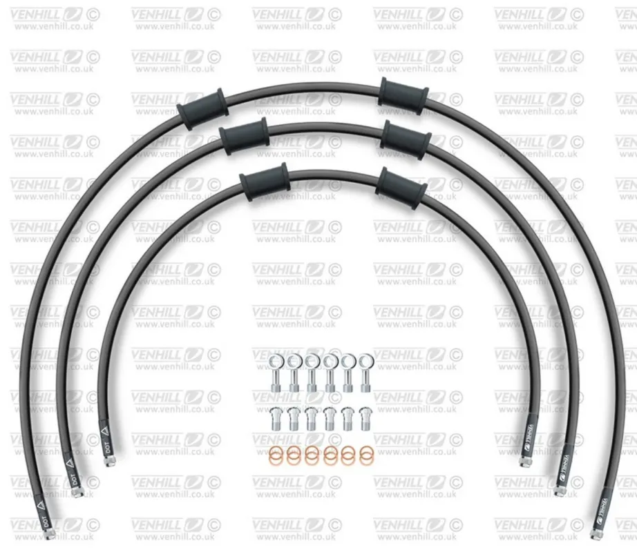 STANDARD Hadice přední brzdy sada Venhill POWERHOSEPLUS HON-6001FS-BK (3 hadice v sadě) černé hadice, nerezové koncovky Sezónní Sleva