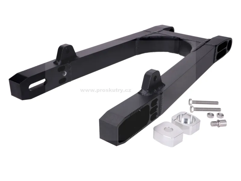 Výhodná Nabídka Hliníková kyvná vidlice Schmitt CNC s hranatým profilem, matně černá, pro Simson S50, S51, S51 Enduro, S70, S70 Enduro, S53, S83